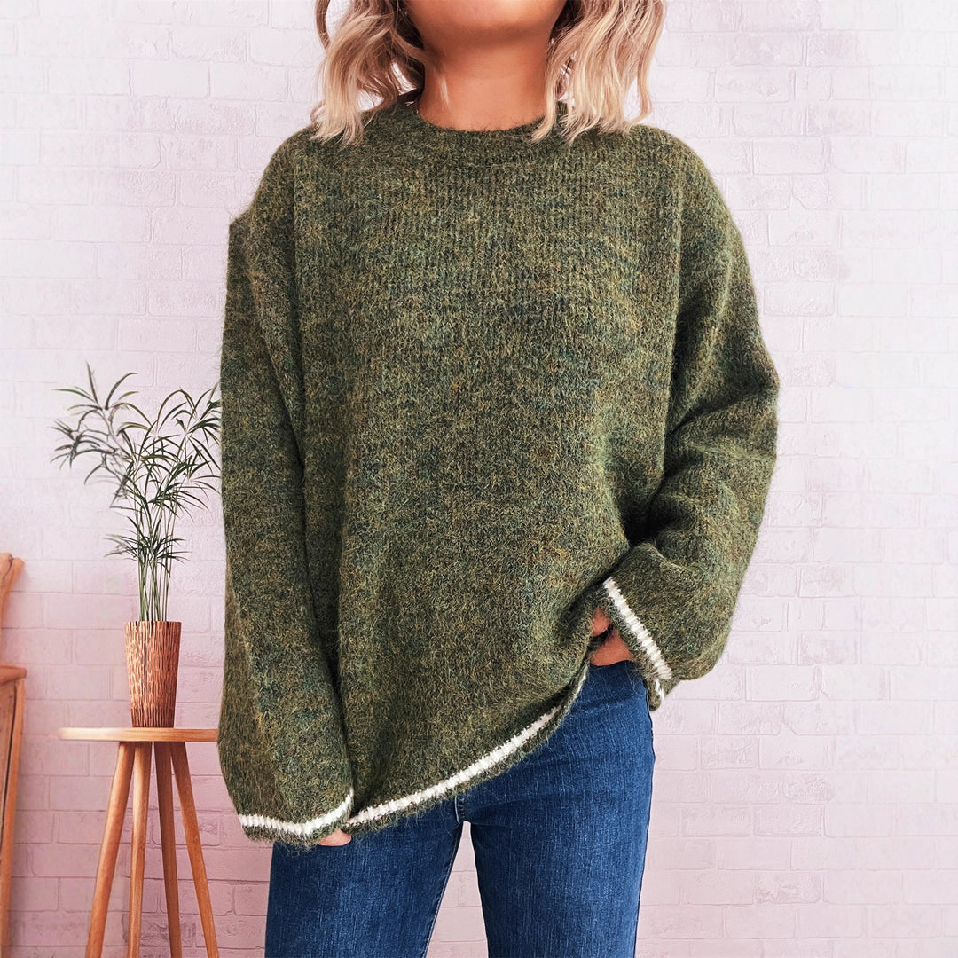 Damen lässiger Wohlfühlpullover mit blockfarbenem Design EB