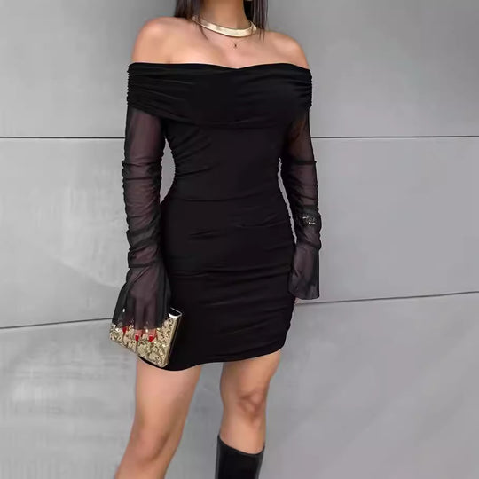 Damen Off-Shoulder Minikleid mit eleganten Rüschendetails EB