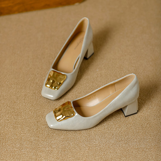 Damen Komfortable Blockabsatz-Pumps mit dekorativem Schmuckdetail EB