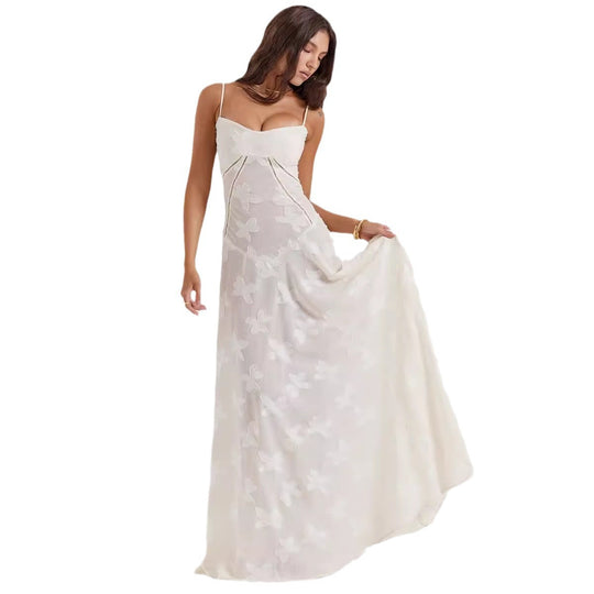 Damen nan figurbetontes Maxikleid mit Miederkonstruktion und Spaghettiträgern EB