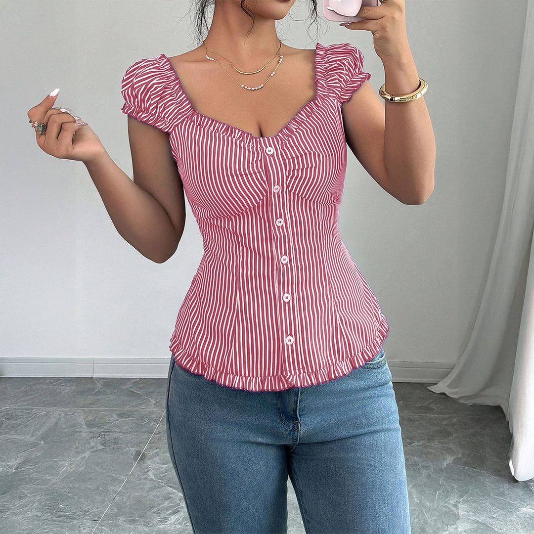 Damen Elegantes Oberteil mit Rüschendetails und tailliertem Schnitt EB
