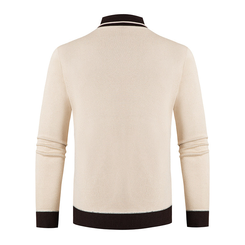 Herren Pullover mit modernem Schalkragen und Knopfdetails EB