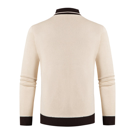 Herren Pullover mit modernem Schalkragen und Knopfdetails EB