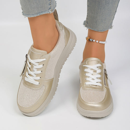 Damen Sneakers mit modischem Reißverschluss und bequemer Sohle EB