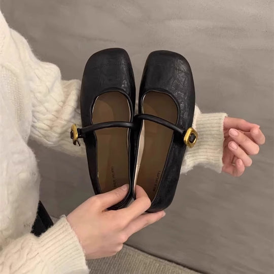 Damen Ballerinas mit verspieltem Riemendesign und elegantem Schnallenakzent EB