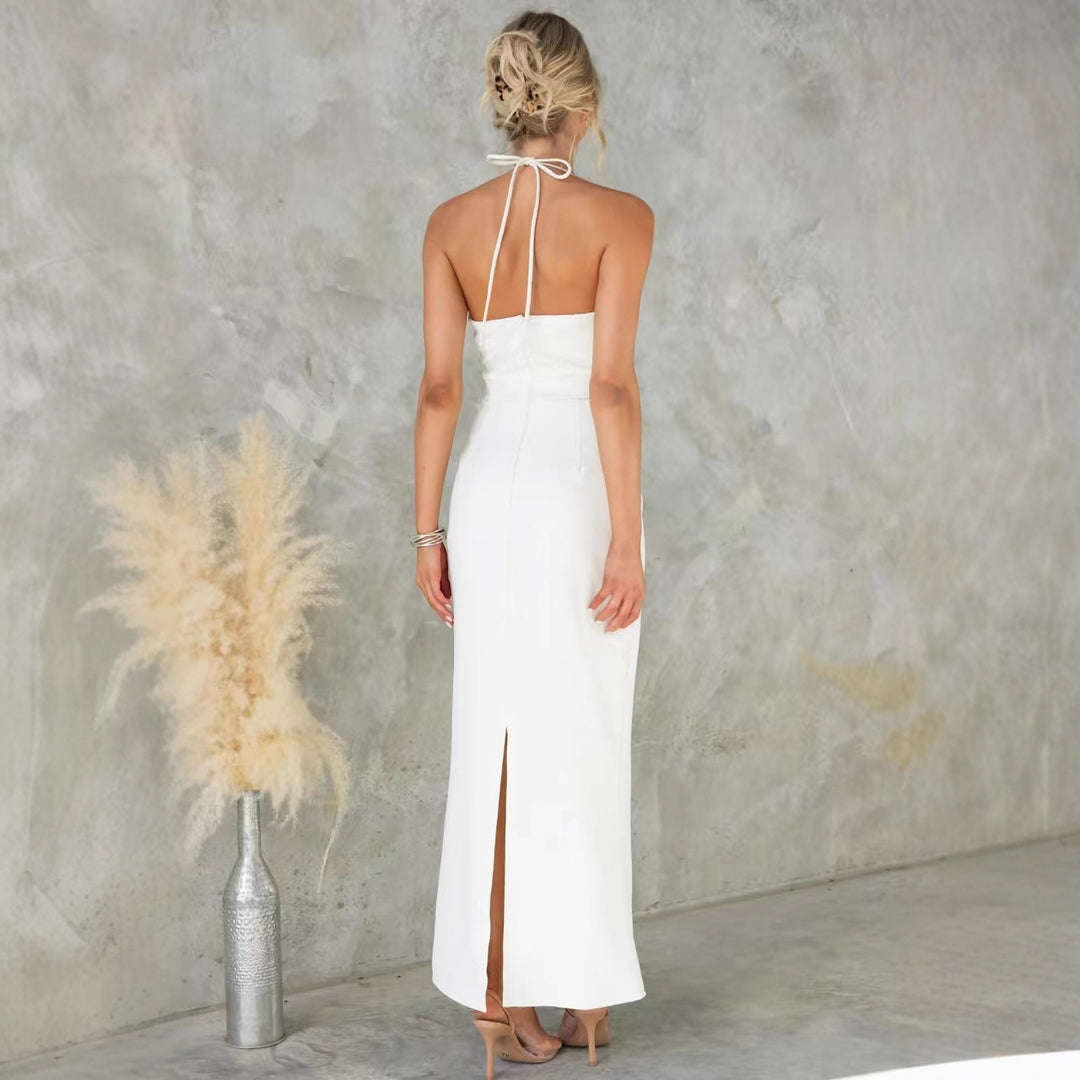 Damen Elegantes Etuikleid mit geschmackvollem Halterneck-Design EB