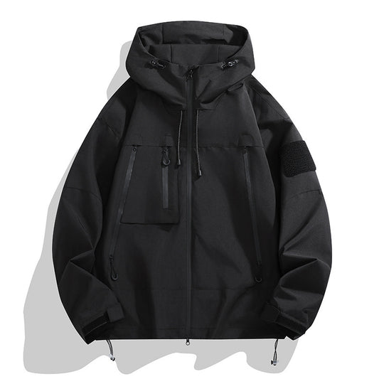 Herren technische Outdoor-Jacke mit verstellbarem Kapuzendesign und multifunktionalen Taschen EB