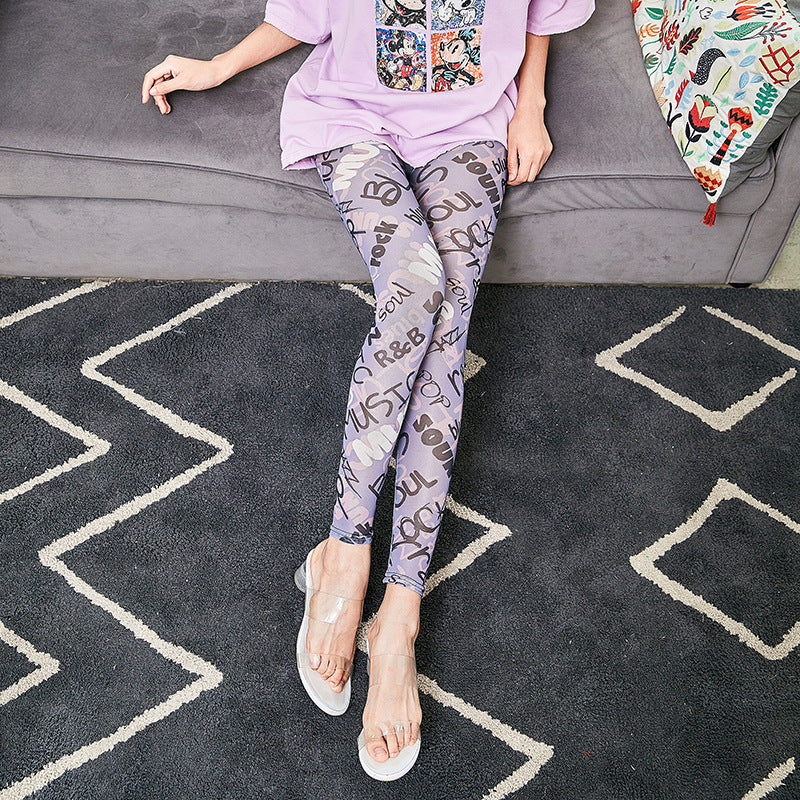 Damen Leggings mit modischem Schriftzug EB