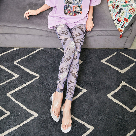 Damen Leggings mit modischem Schriftzug EB