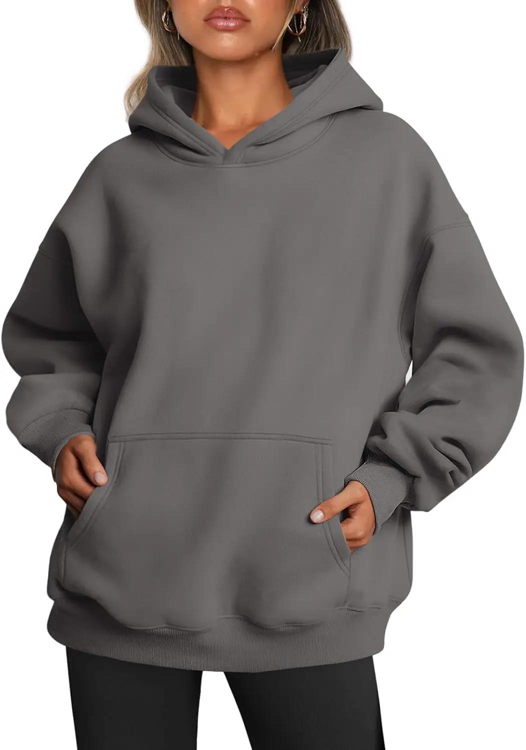 Damen nan oversized Kapuzenpullover mit verlängerter Silhouette und Kängurutasche EB