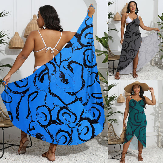 Damen eleganter Strandkaftan mit stylischem Muster EB