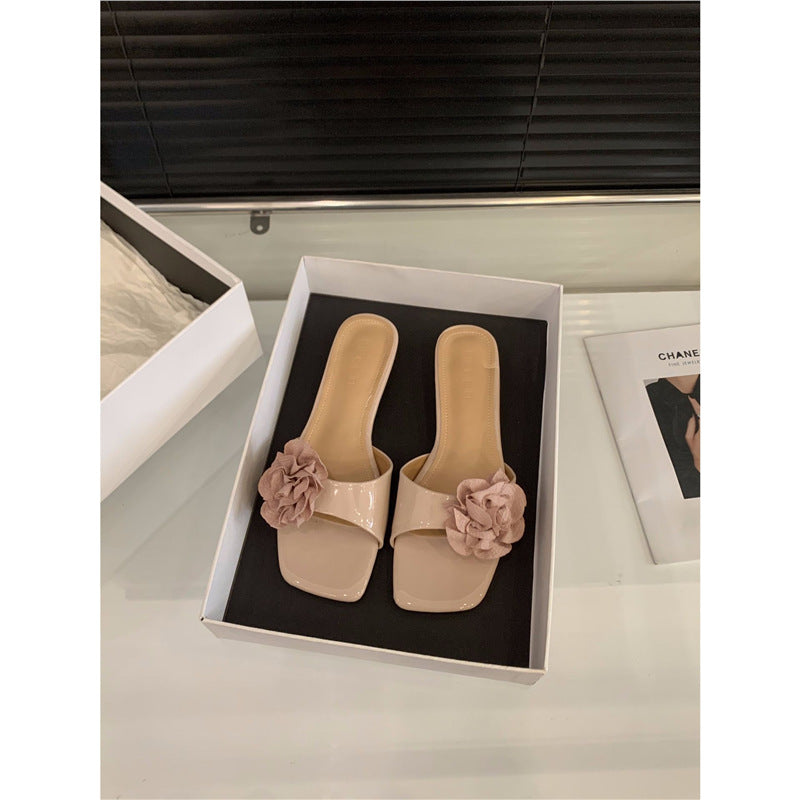 Damen modische Slipper mit Blumenapplikationen EB