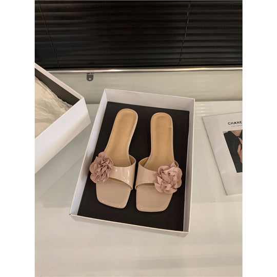 Damen modische Slipper mit Blumenapplikationen EB