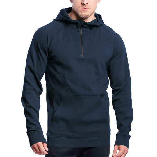 Herren Sportiver Hoodie mit halbem Reißverschluss und praktischer Kängurutasche EB