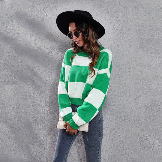 Damen Lässiger Pullover im modernen Karomuster EB