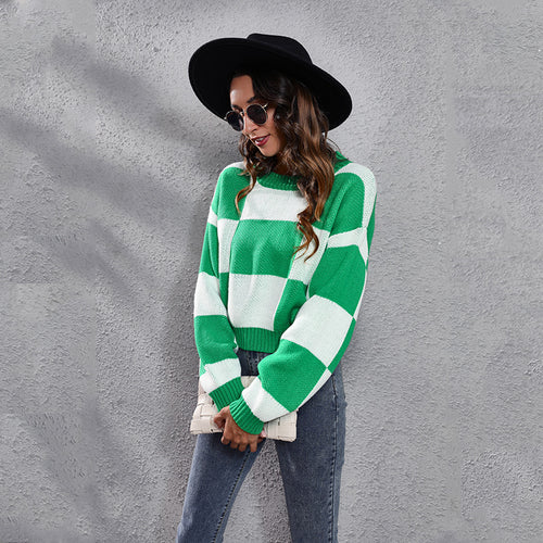 Damen Lässiger Pullover im modernen Karomuster EB