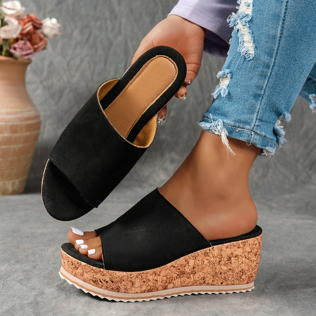 Damen Wedge-Pantoletten mit wildem Leopardenmuster und komfortabler Korksohle EB