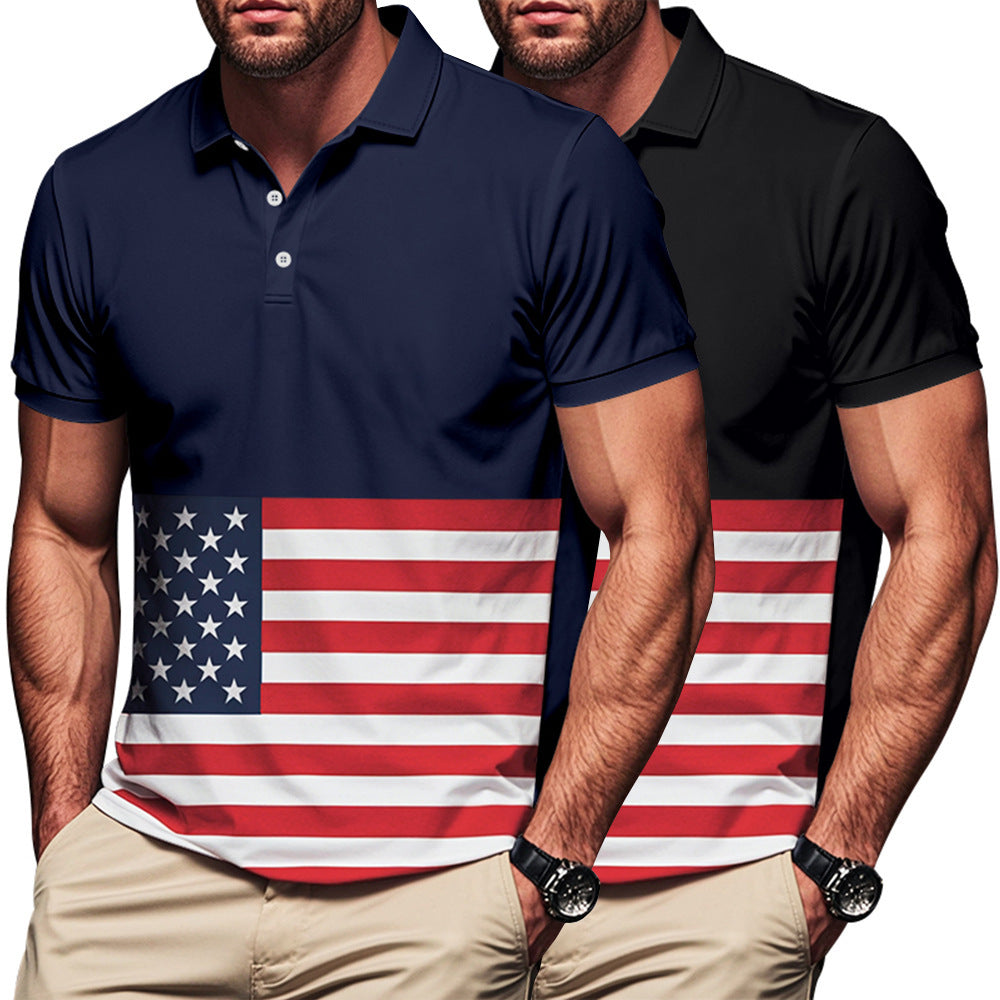 Herren Polo-Shirt mit Flaggenmotiv und klassischem Kragen EB