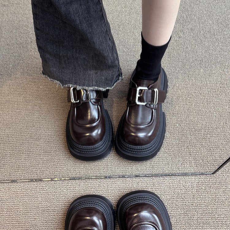 Damen chunky Schnürboots mit dekorativer Schnalle und robustem Sohlenprofil EB