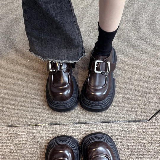 Damen chunky Schnürboots mit dekorativer Schnalle und robustem Sohlenprofil EB