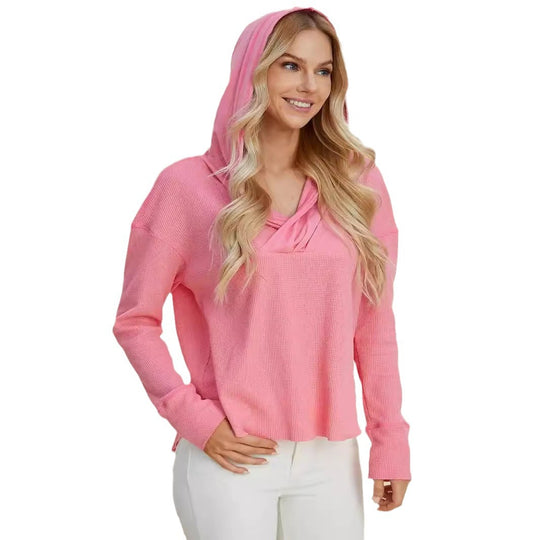 Damen Freizeit Hoodie mit raffiniertem Ausschnitt EB