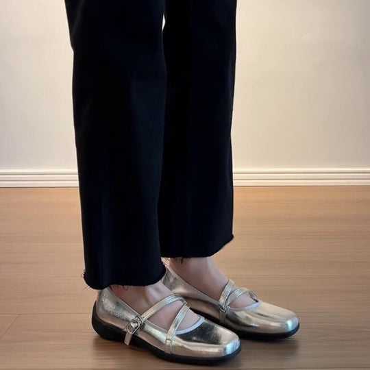 Damen Ballerinas mit verstellbarem Riemchen und gepolsterter Innensohle EB