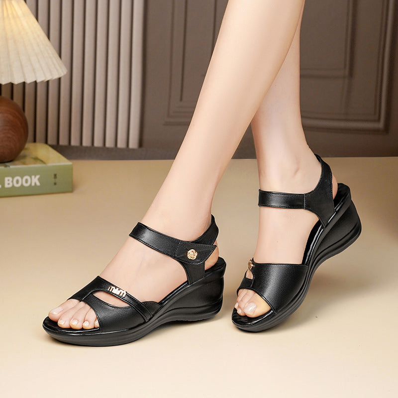 Damen Wedge-Sandaletten mit verstellbaren Riemen und ergonomischem Fußbett EB