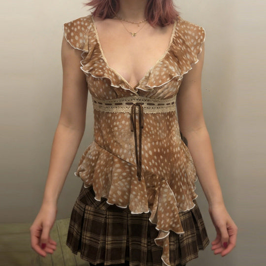 Damen asymmetrisches Kleid mit Rüschendetails EB