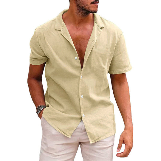 EB | Atmungsaktives Hemd aus Baumwolle und Leinen mit Revers