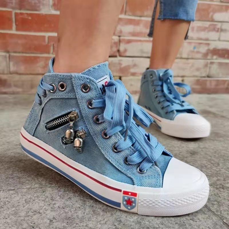 Damen Hohe Sneakers im modernen Used-Look mit modischen Reißverschlussdetails EB