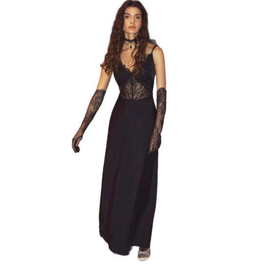 Damen Abendkleid mit transparentem Spitzenoberteil und elegantem Schnitt EB