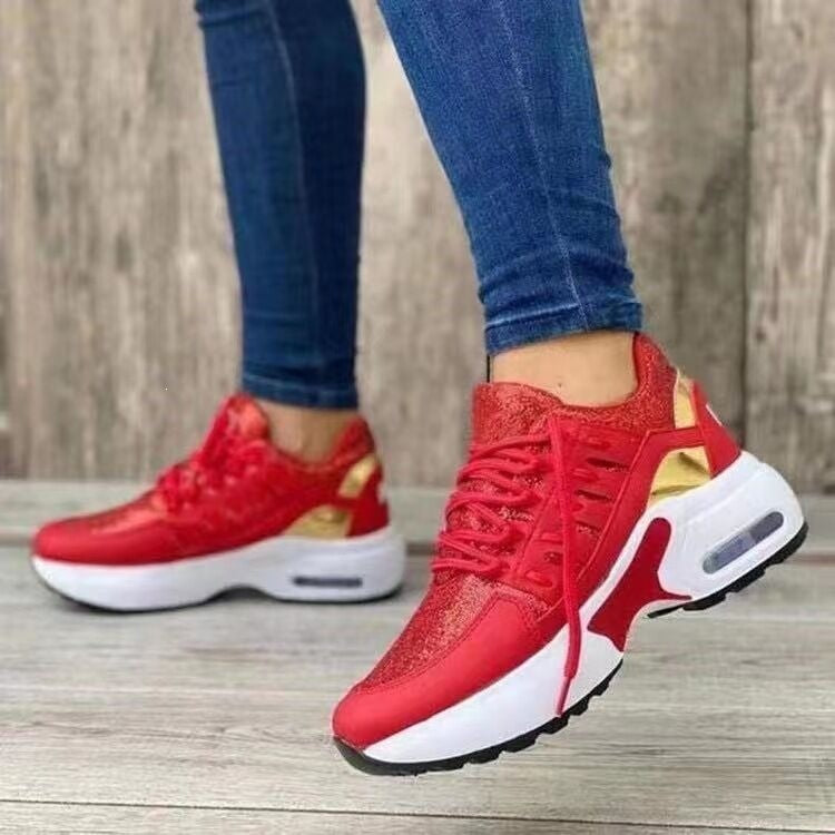 Damen Chunky-Plateau-Sneaker mit luftgepolsterter Sohle und atmungsaktivem Mesh-Obermaterial EB