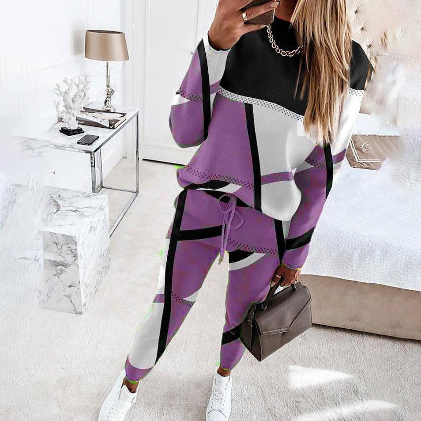 Damen Sportliches Loungewear-Set mit modernem geometrischen Design EB