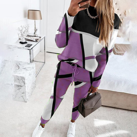 Damen Sportliches Loungewear-Set mit modernem geometrischen Design EB