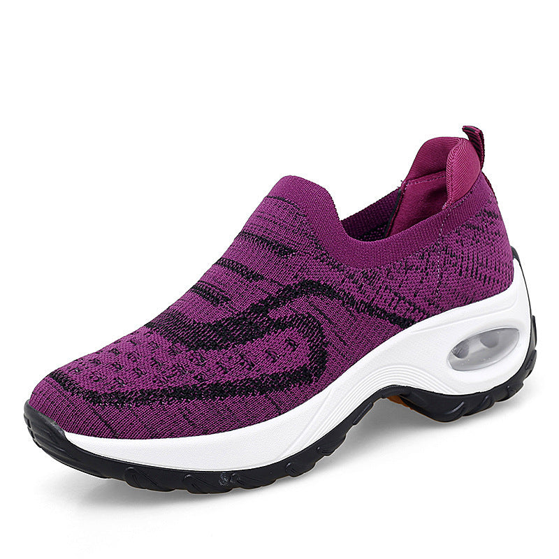 Damen bequeme Slip-On Sneakers mit elastischem Mesh-Obermaterial und luftgepolsterter Sohle EB