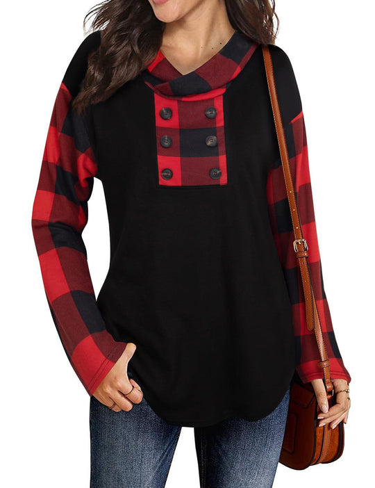 Damen Casual Pullover mit asymmetrischem Kragen und gestreiften Ärmeln EB