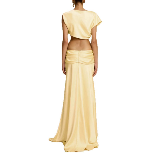 Damen Elegantes bodenlanges Kleid mit drapierten Details EB