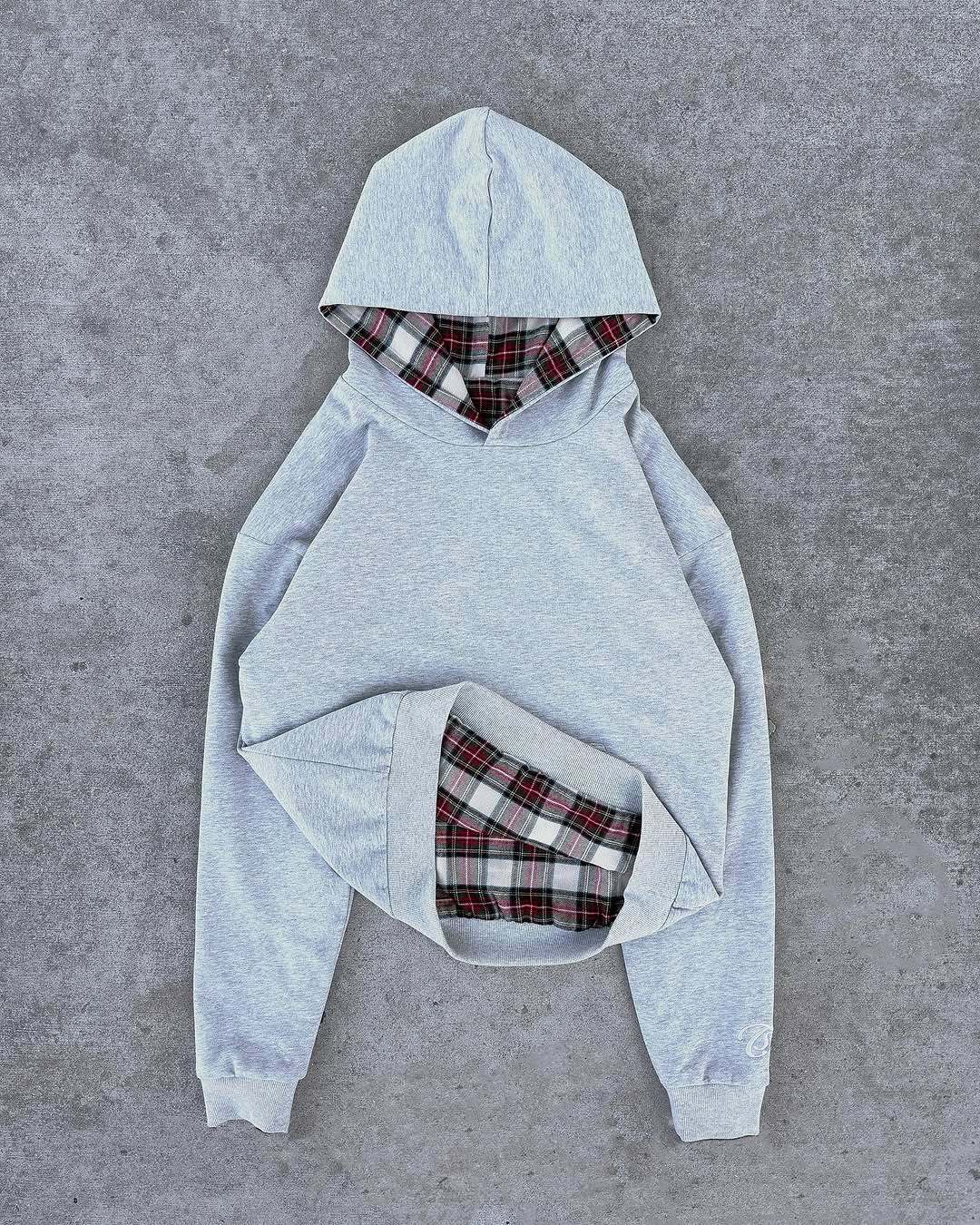 Damen Kapuzenpullover mit modernem Karo-Futter EB