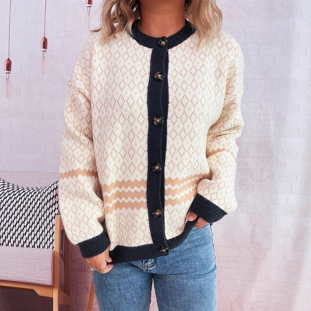 Damen Strickjacke mit vielseitigem Muster und eleganten Knopfdetails EB