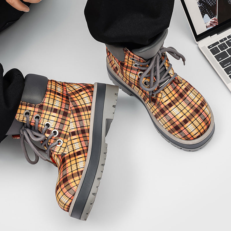 Herren Schnürstiefel mit kariertem Obermaterial und robustem Profil von EB