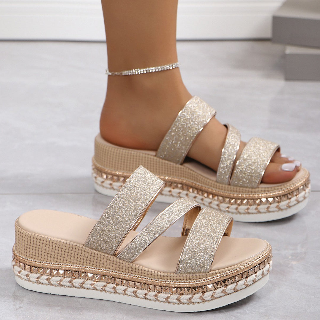 Damen Glitzernde Plateau-Sandalen EB