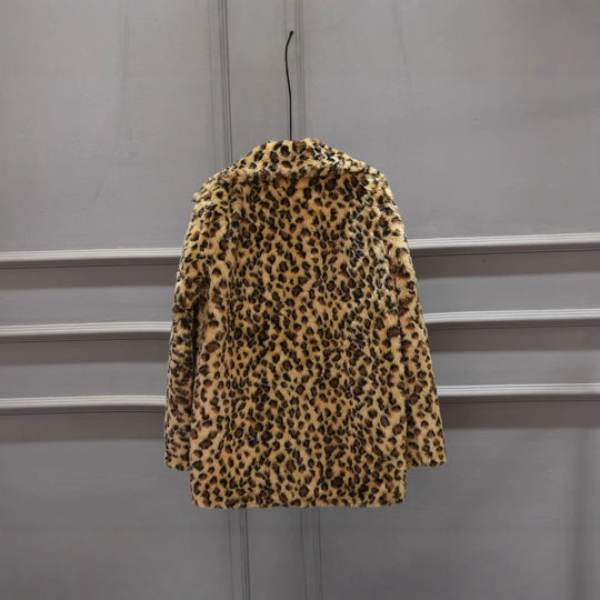 Damen Luxus Kunstpelzjacke im Leopardenmuster EB