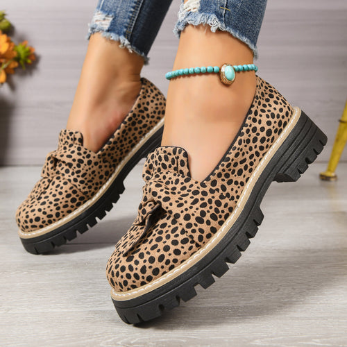 Damen Komfortable Mokassins im tierischen Design mit rutschfester Gummisohle EB