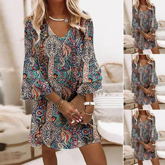 Damen Viskose Minikleid mit einzigartigem Muster Heidi-Mode
