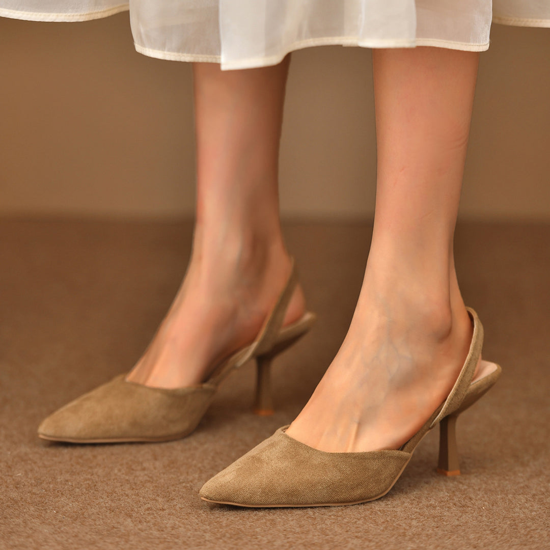 Damen Slingback-Pumps mit elegantem V-Ausschnitt und modischer Absatzhöhe EB