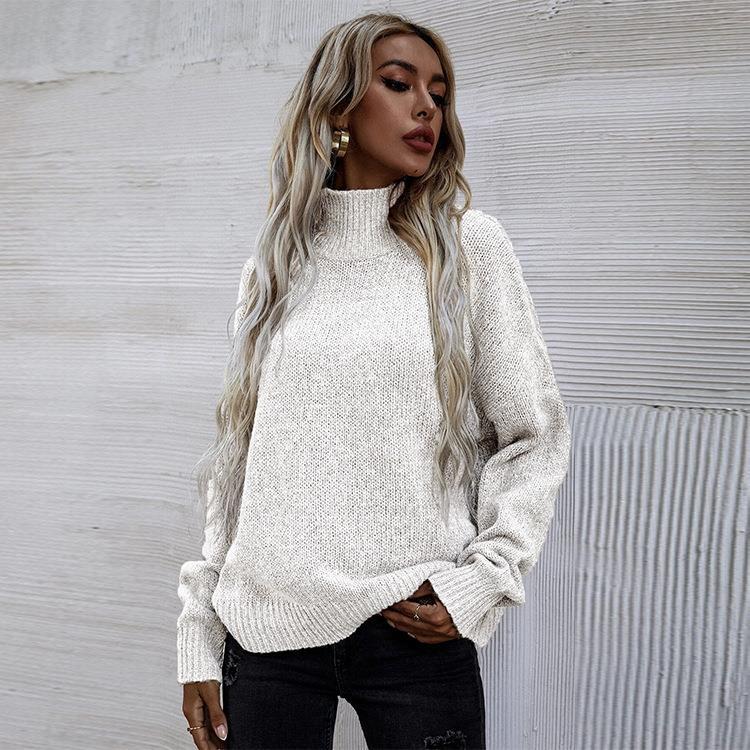Damen Pullover mit hohem Kragen und lässigem Oversized-Schnitt EB