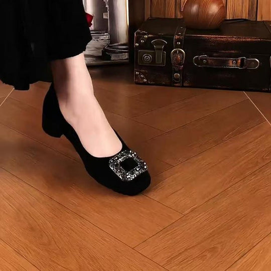 Damen elegante Ballerinas mit funkelndem Schließe-Detail EB