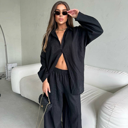 Damen luftiges Loungewear-Set mit weitem Schnitt EB