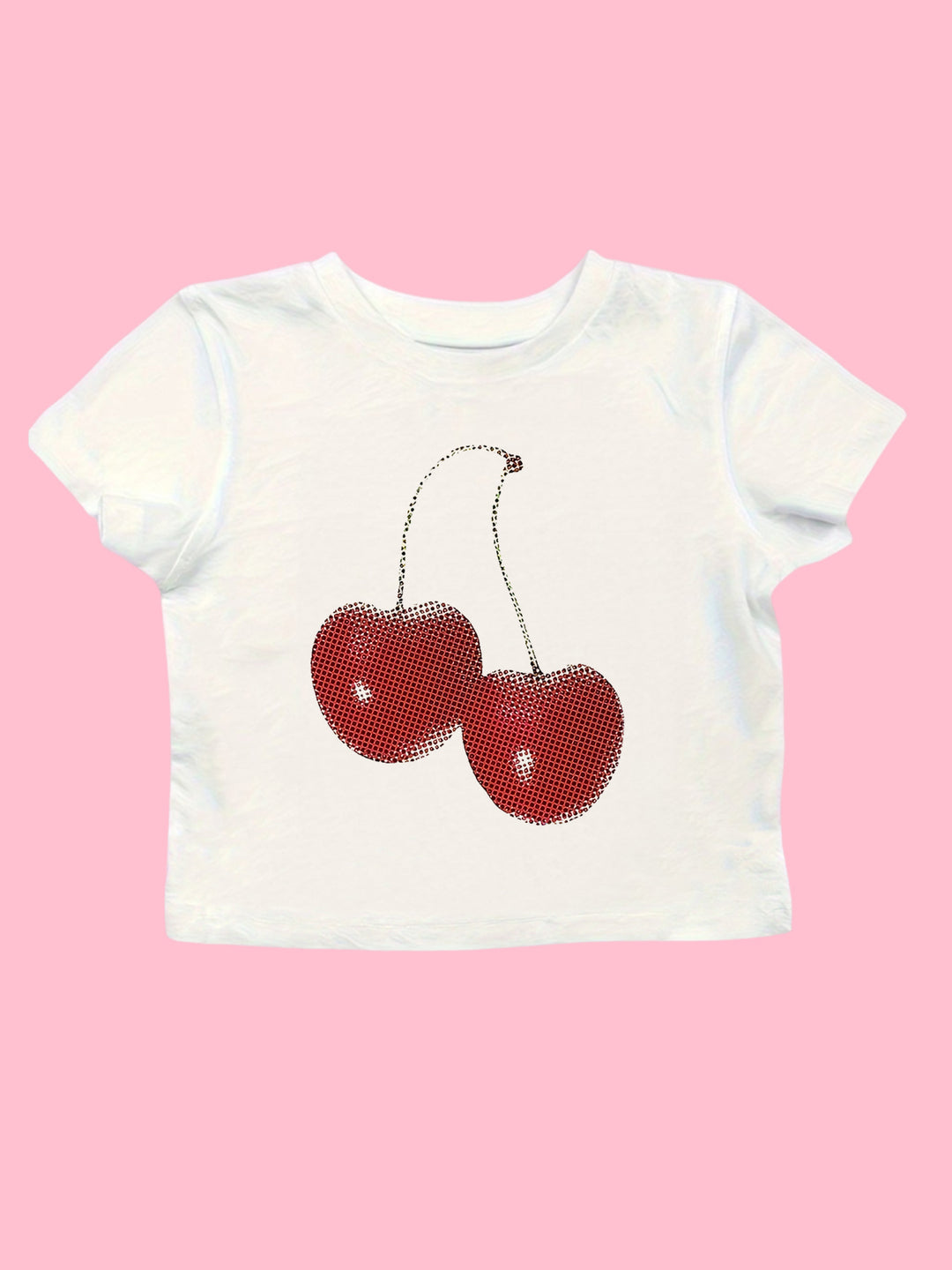 Damen Crop-T-Shirt mit fröhlichem Kirschmotiv EB