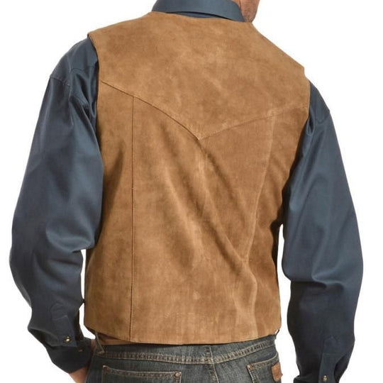 Herren Wildlederweste mit seitlichen Taschen und Druckknopfverschluss EB
